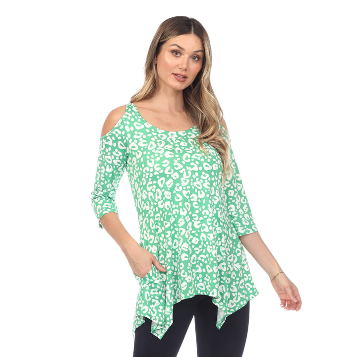 Women's Leopard Cold Shoulder Tunic