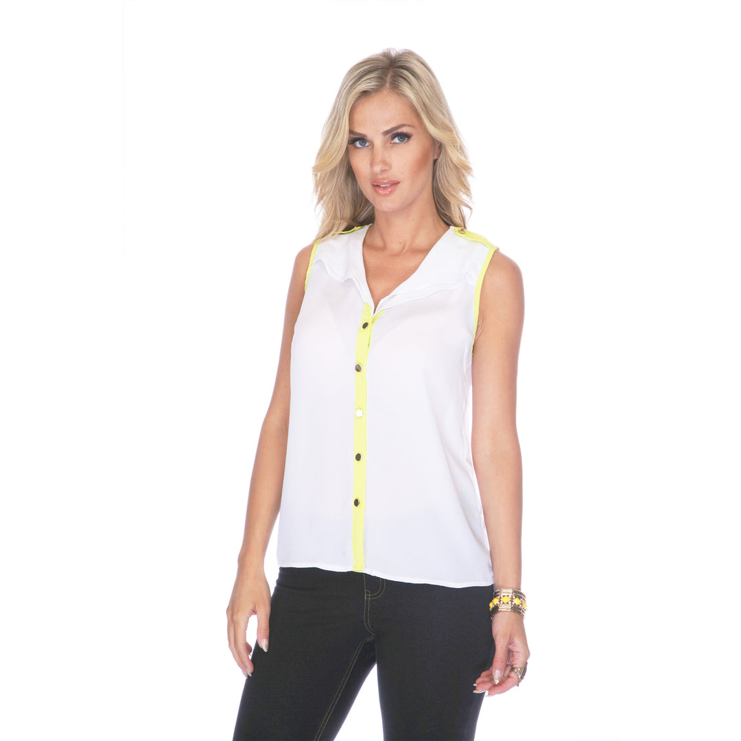 Women's Sleeveless Chiffon Button-down Blouse