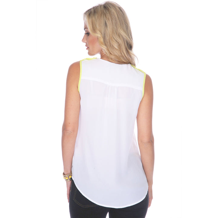 Women's Sleeveless Chiffon Button-down Blouse