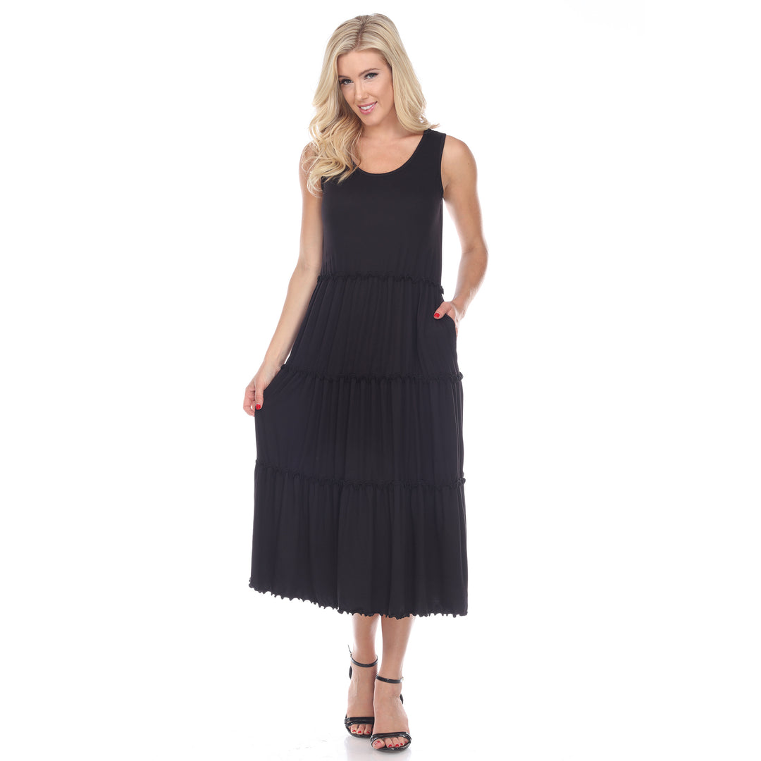 Women's Scoop Neck Tiered Midi Dress