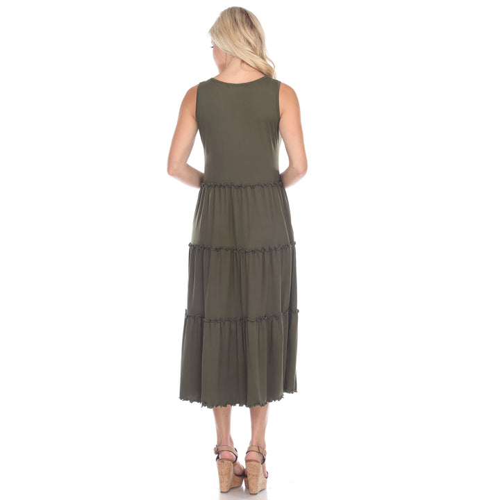 Women's Scoop Neck Tiered Midi Dress