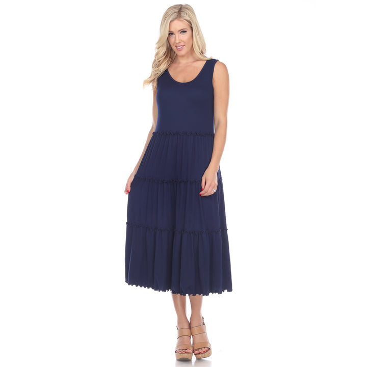 Women's Scoop Neck Tiered Midi Dress