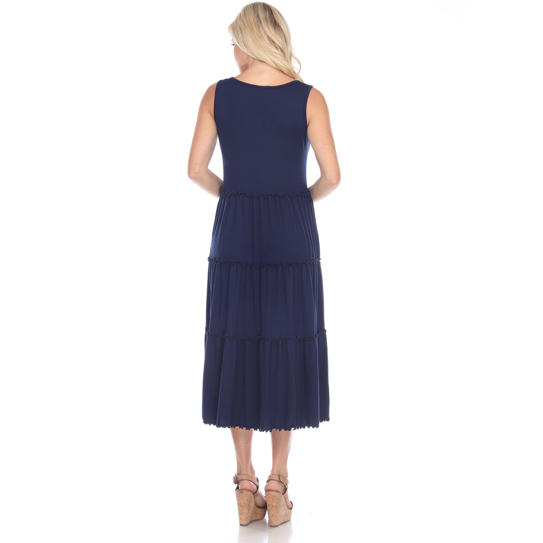 Women's Scoop Neck Tiered Midi Dress