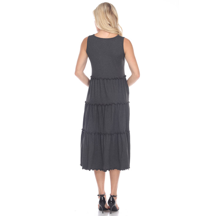 Women's Scoop Neck Tiered Midi Dress