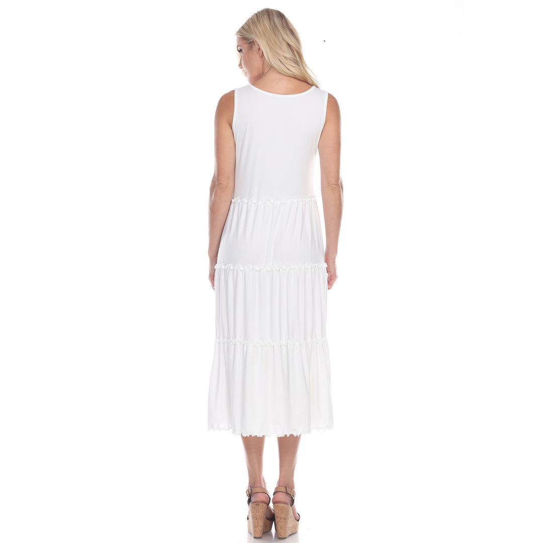 Women's Scoop Neck Tiered Midi Dress