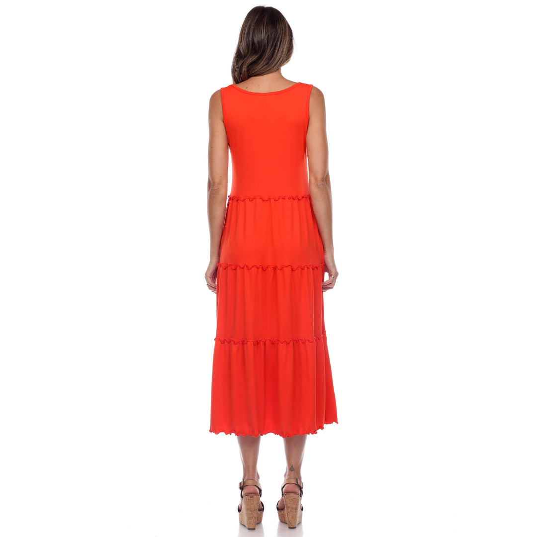 Women's Scoop Neck Tiered Midi Dress