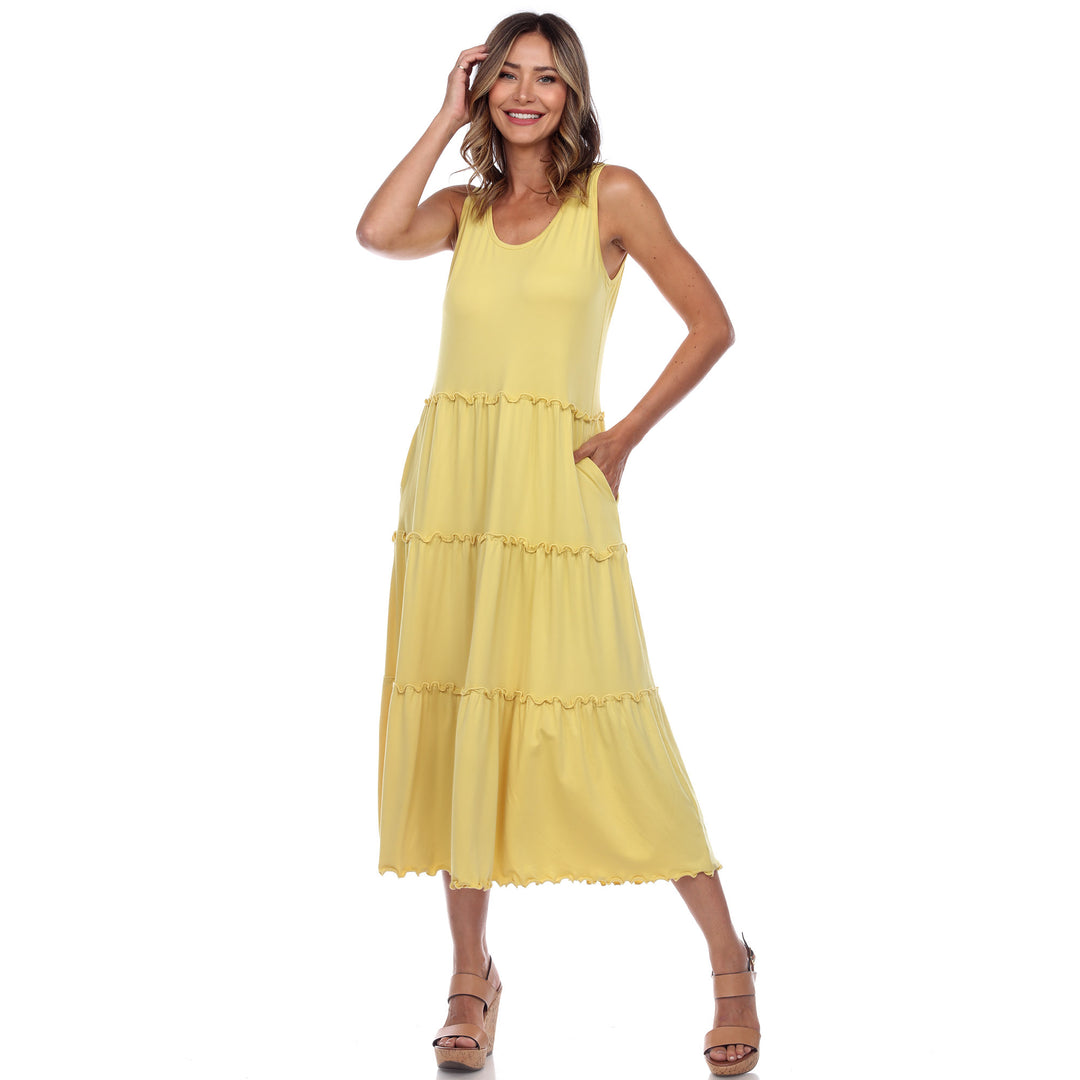 Women's Scoop Neck Tiered Midi Dress