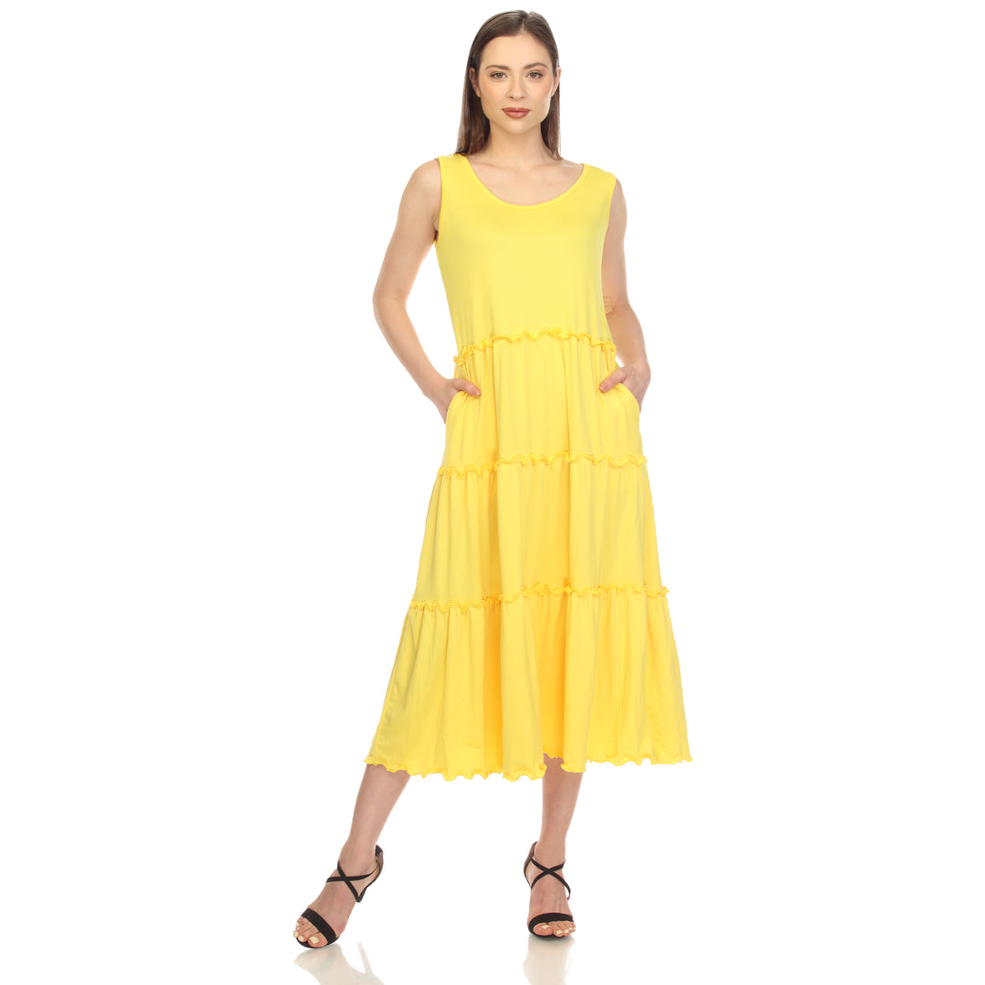 Women's Scoop Neck Tiered Midi Dress