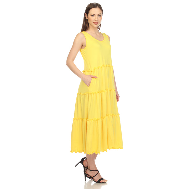 Women's Scoop Neck Tiered Midi Dress