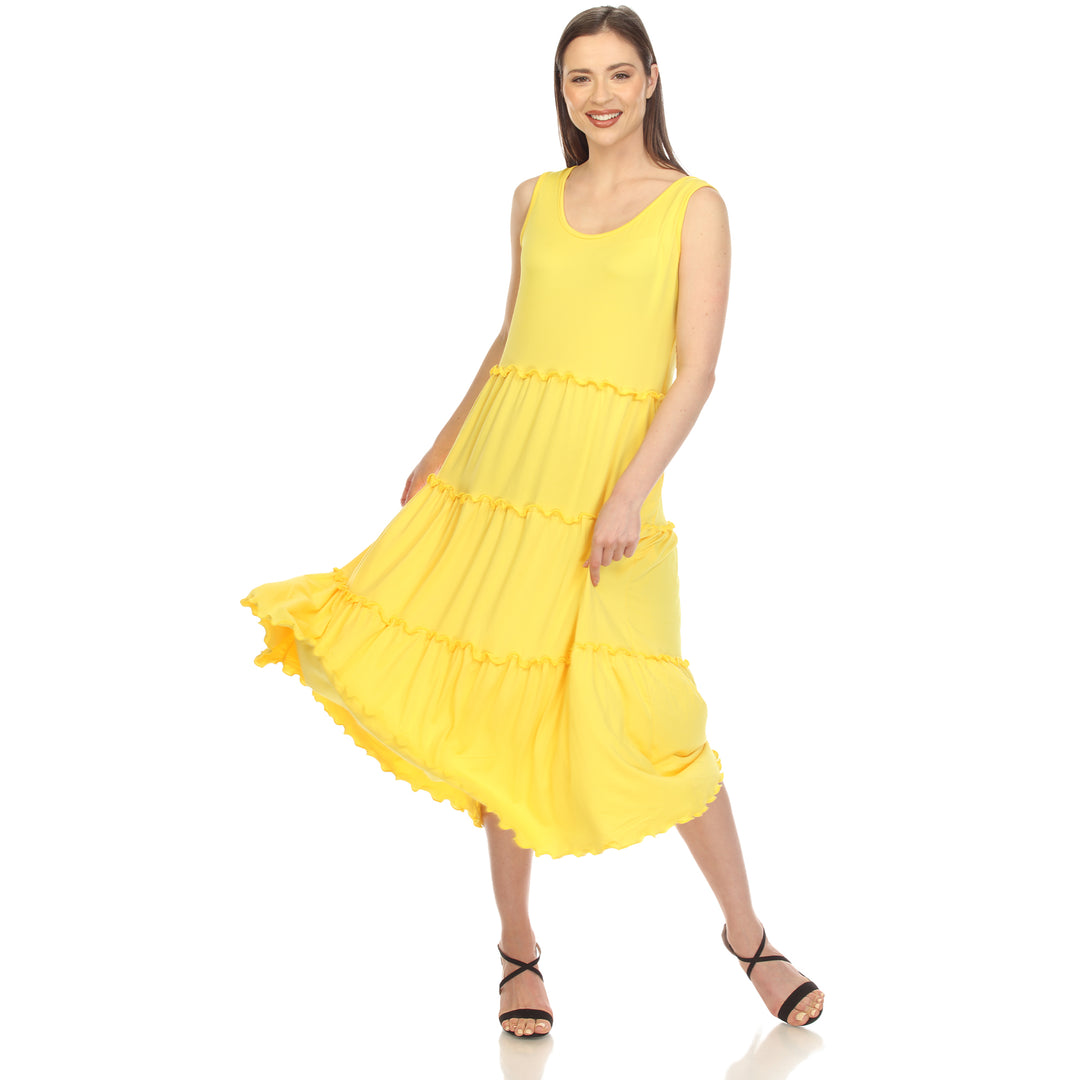 Women's Scoop Neck Tiered Midi Dress