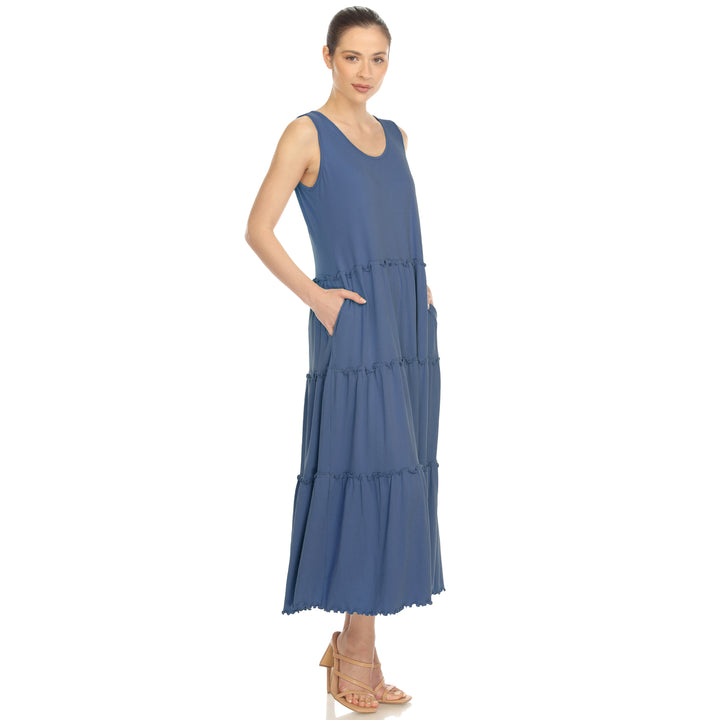 Women's Scoop Neck Tiered Midi Dress