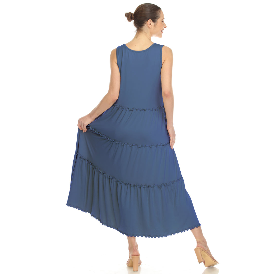 Women's Scoop Neck Tiered Midi Dress