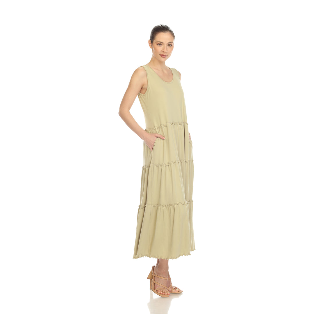 Women's Scoop Neck Tiered Midi Dress