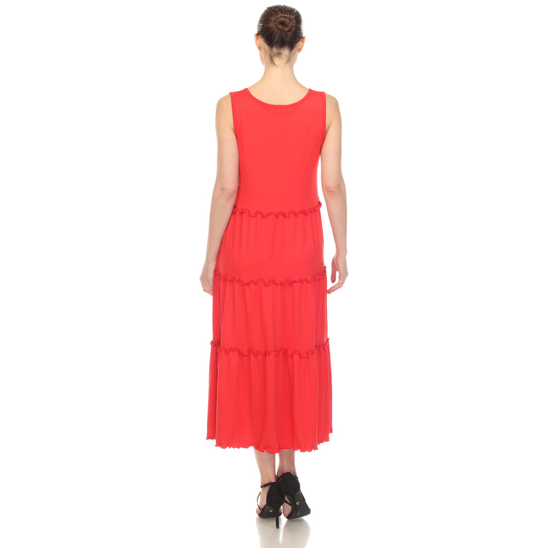 Women's Scoop Neck Tiered Midi Dress