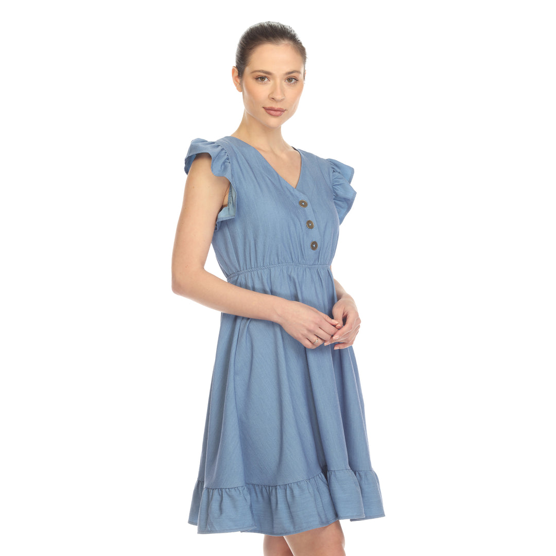 Women's Ruffle Sleeve Knee-Length Dress