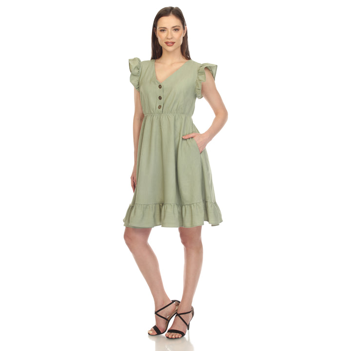 Women's Ruffle Sleeve Knee-Length Dress