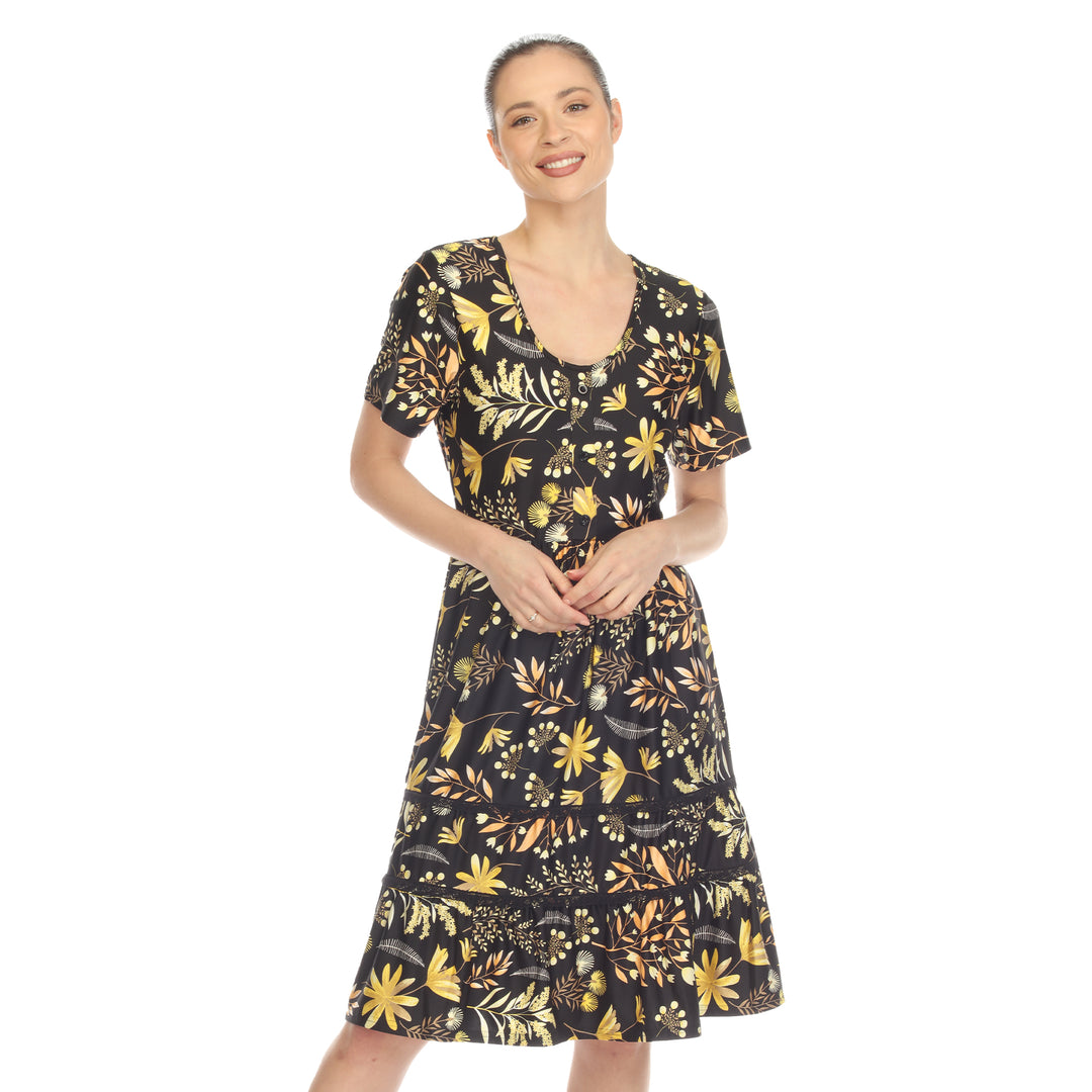 Women's Floral Short Sleeve Knee Length Dress