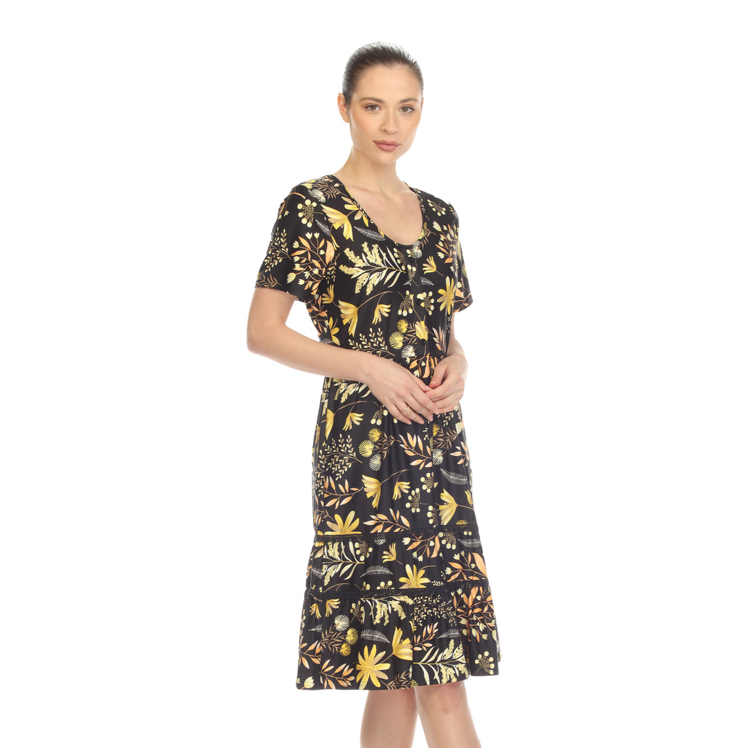 Women's Floral Short Sleeve Knee Length Dress