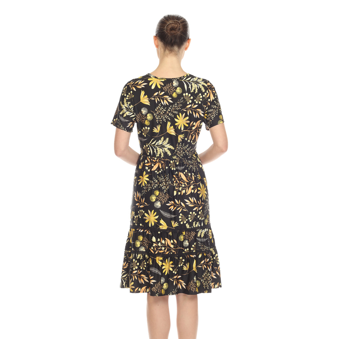 Women's Floral Short Sleeve Knee Length Dress