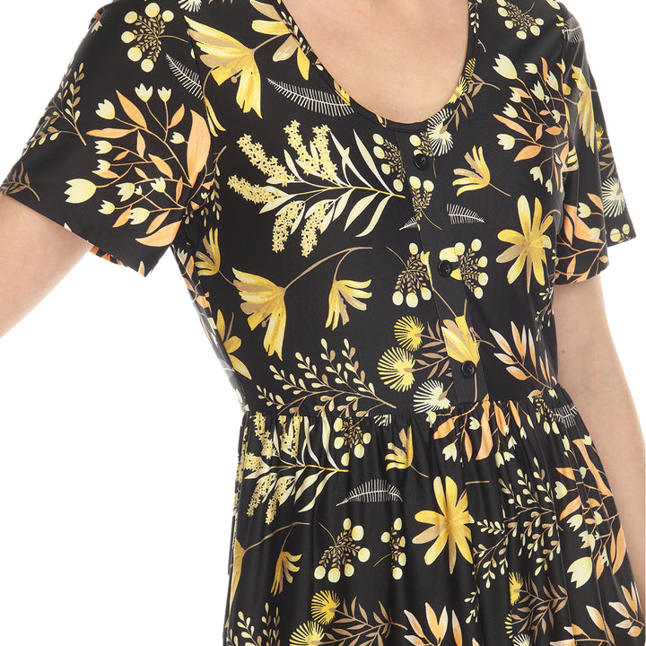 Women's Floral Short Sleeve Knee Length Dress