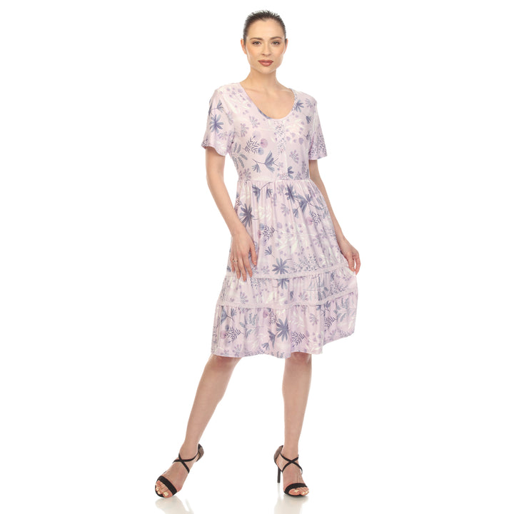 Women's Floral Short Sleeve Knee Length Dress