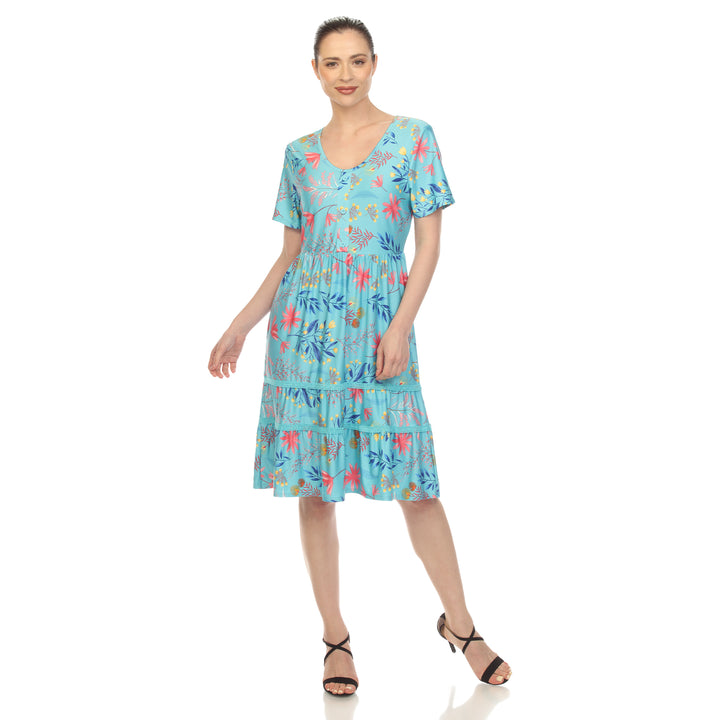 Women's Floral Short Sleeve Knee Length Dress