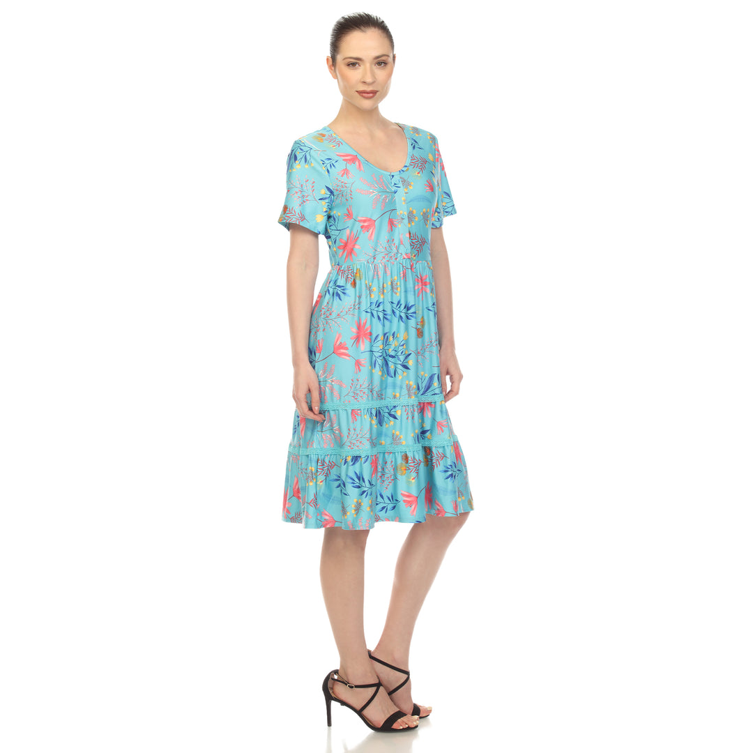 Women's Floral Short Sleeve Knee Length Dress