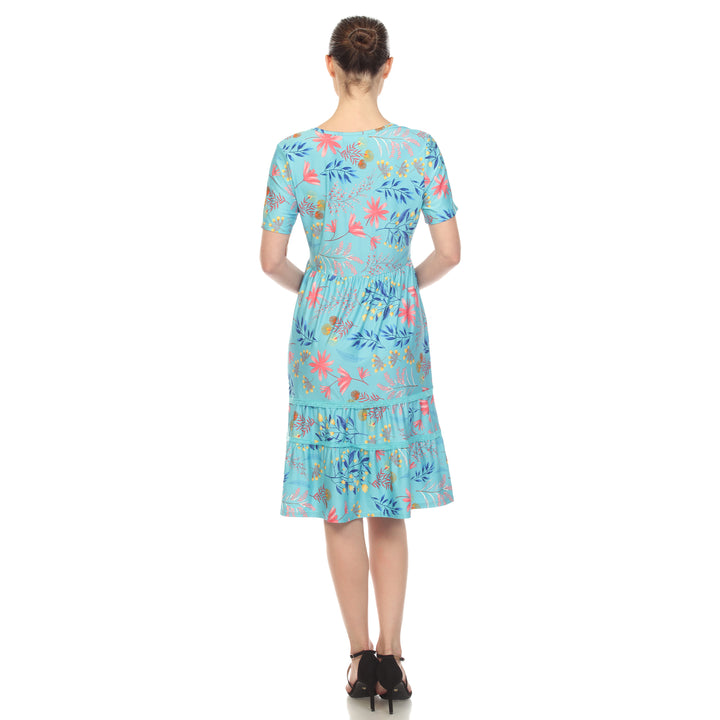 Women's Floral Short Sleeve Knee Length Dress