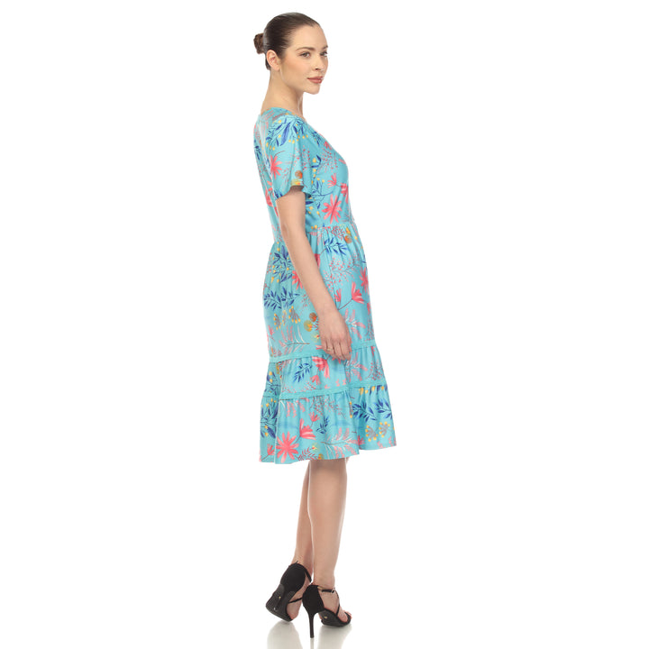 Women's Floral Short Sleeve Knee Length Dress