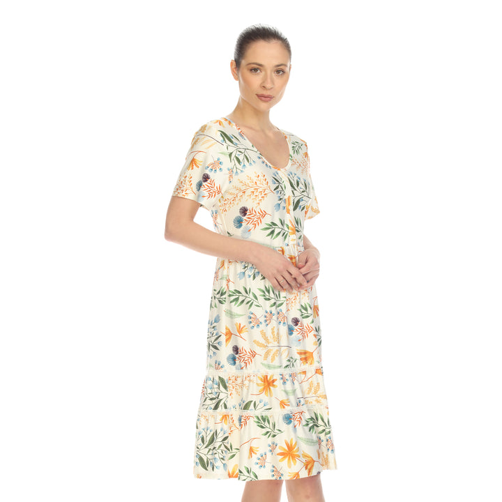 Women's Floral Short Sleeve Knee Length Dress