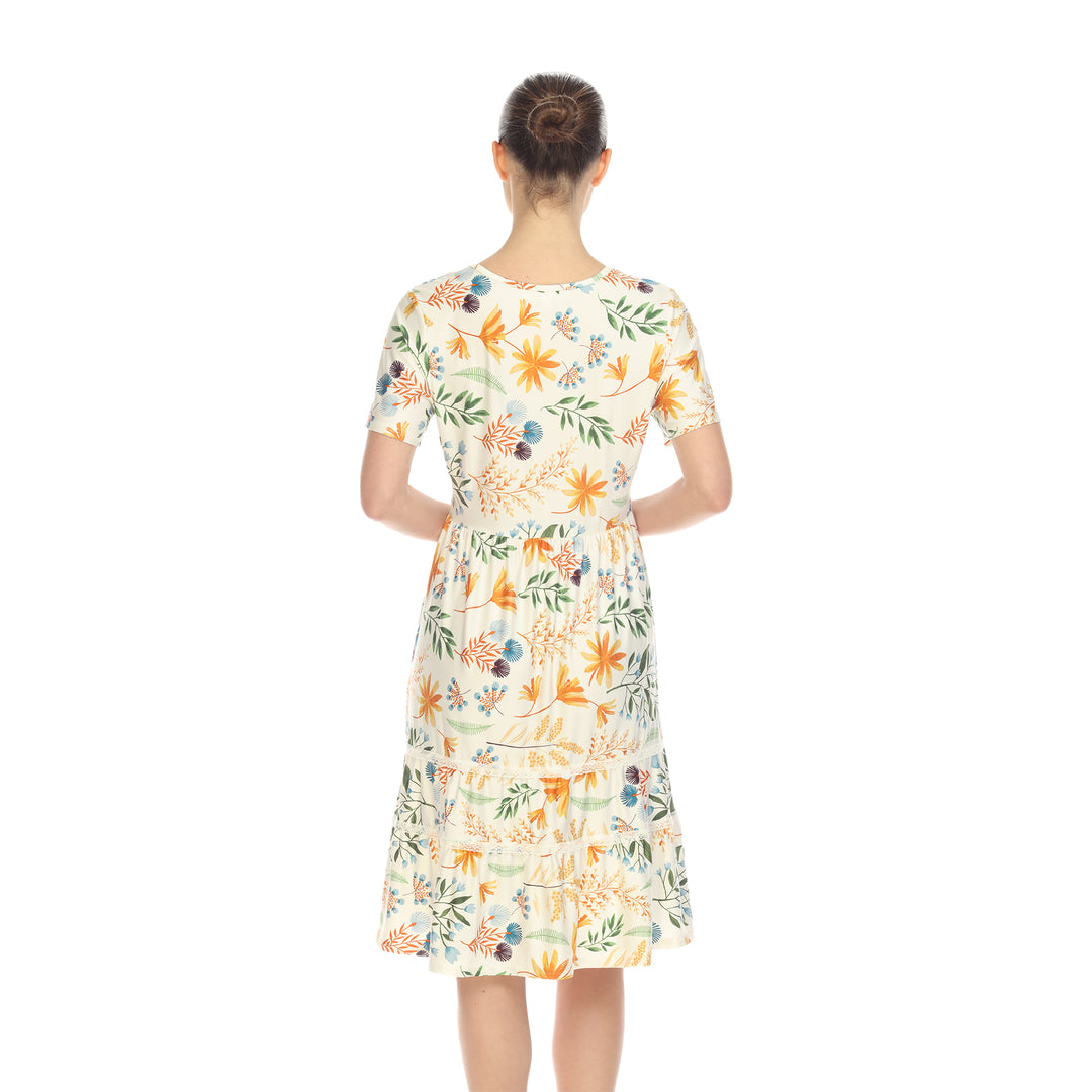 Women's Floral Short Sleeve Knee Length Dress