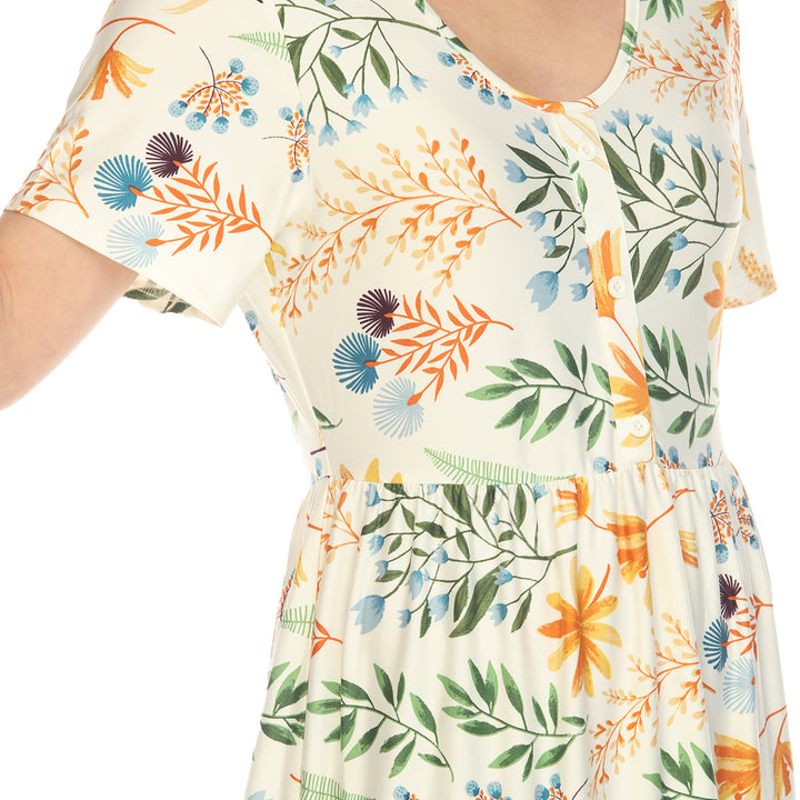 Women's Floral Short Sleeve Knee Length Dress