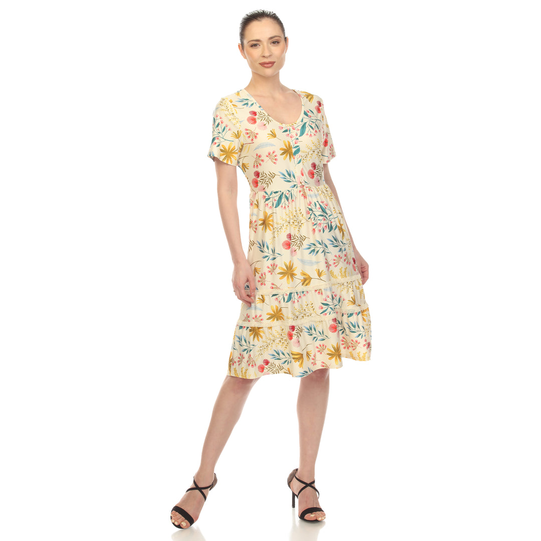 Women's Floral Short Sleeve Knee Length Dress