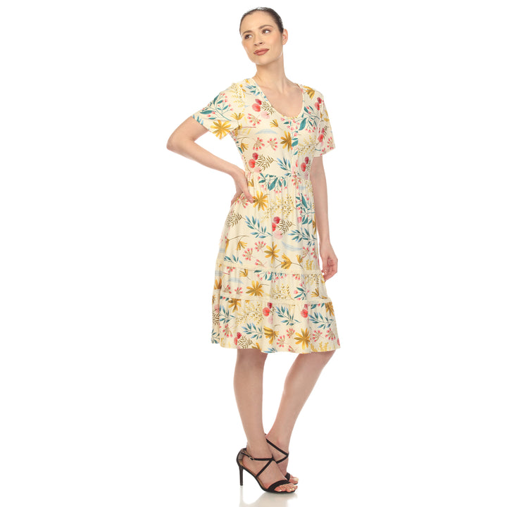 Women's Floral Short Sleeve Knee Length Dress