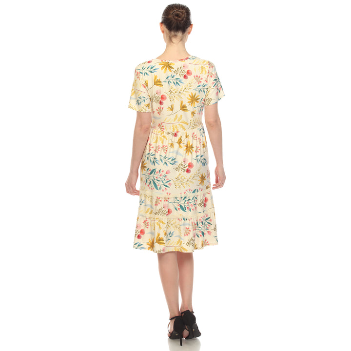 Women's Floral Short Sleeve Knee Length Dress