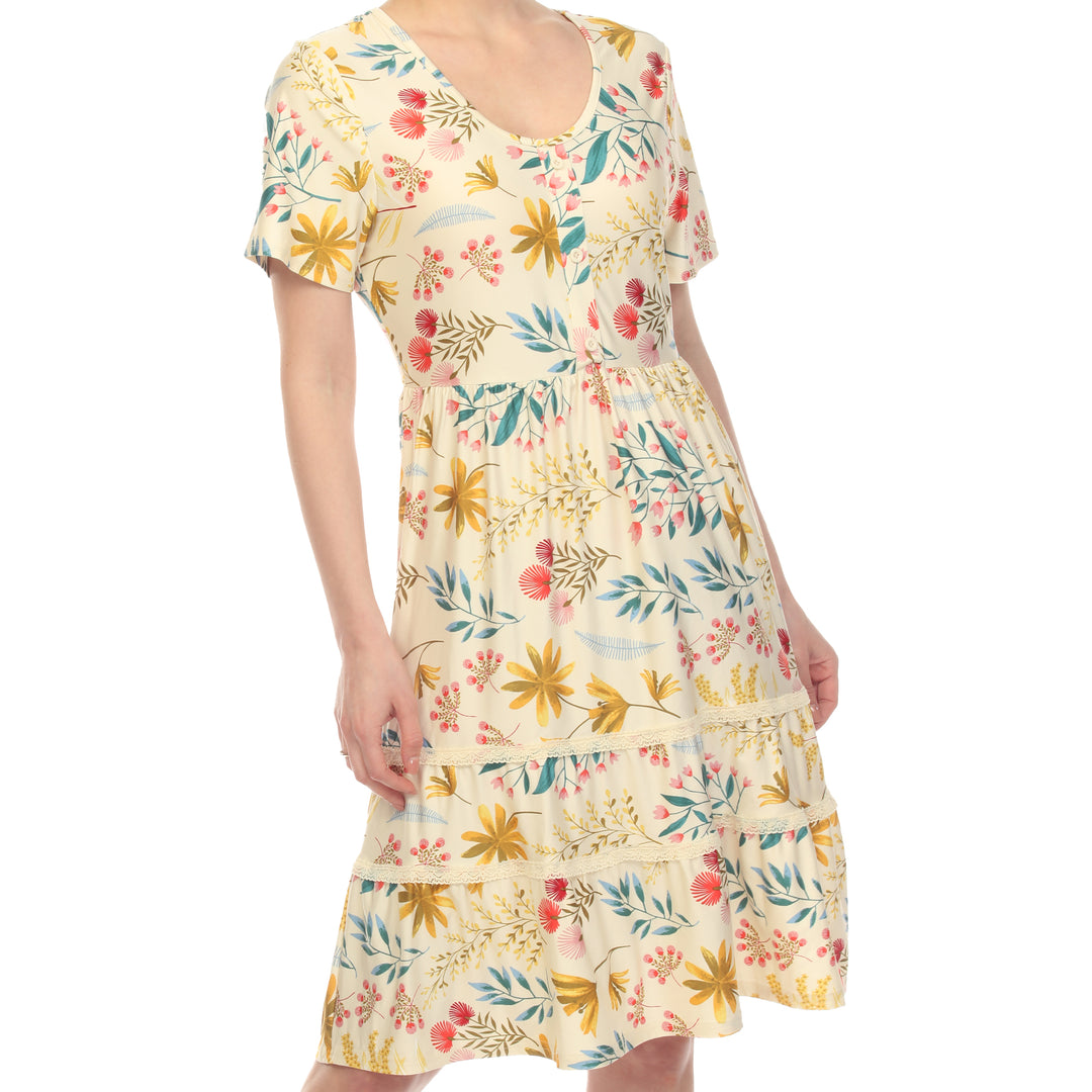 Women's Floral Short Sleeve Knee Length Dress