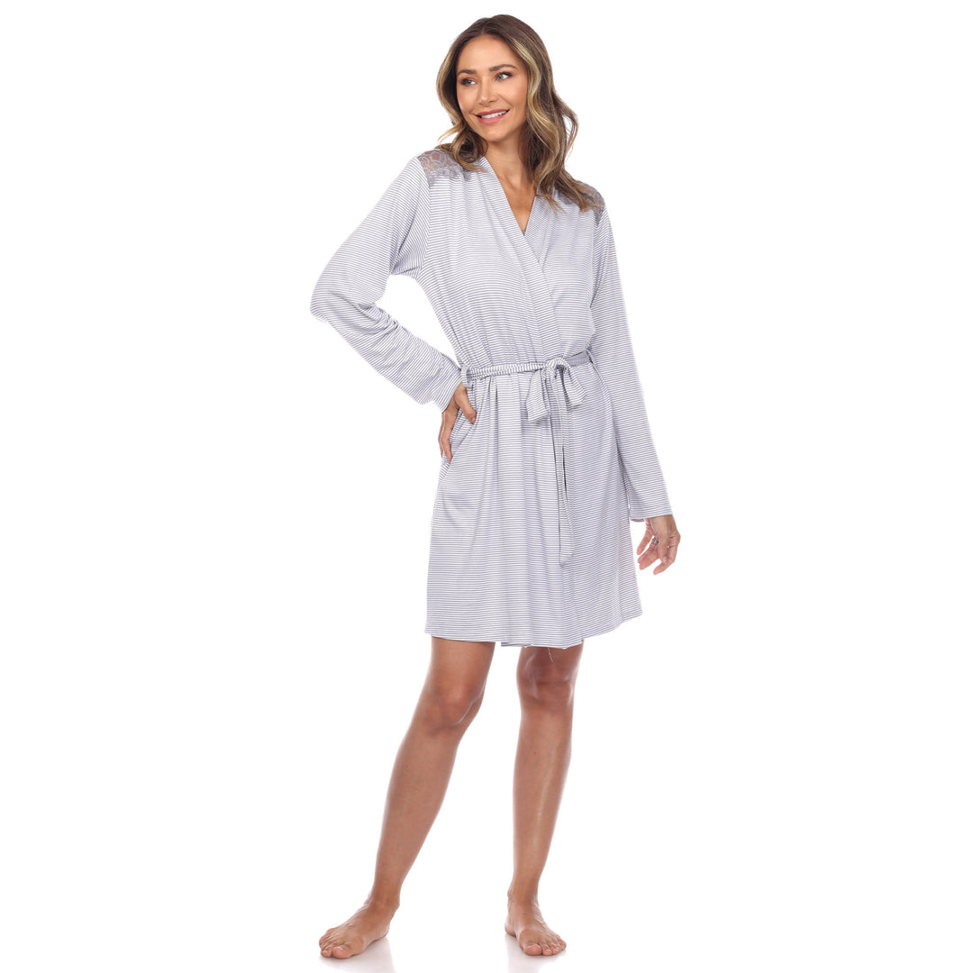 3 Piece Striped Pajama & Robe Set