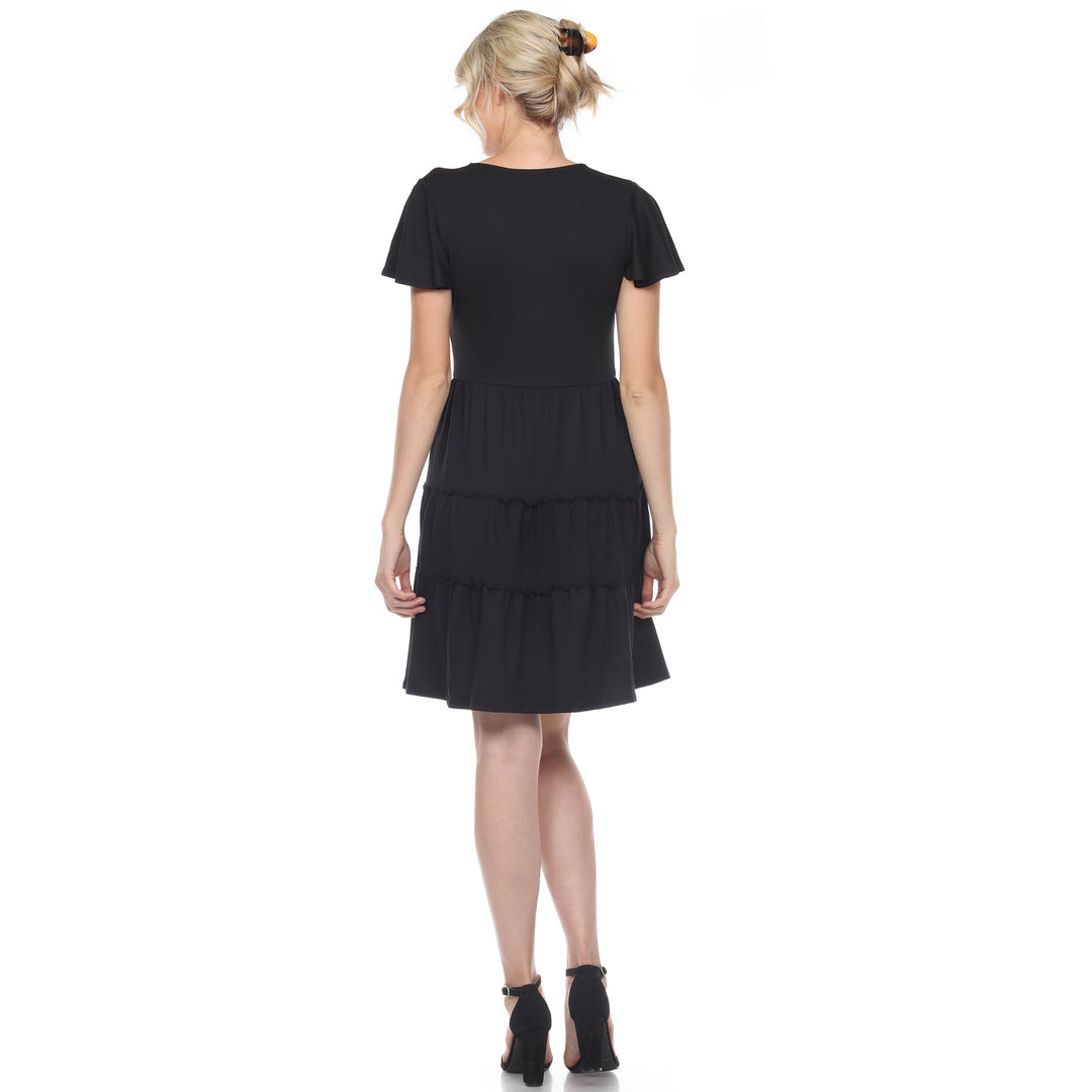 Women's Short Sleeve V-neck Tiered Dress