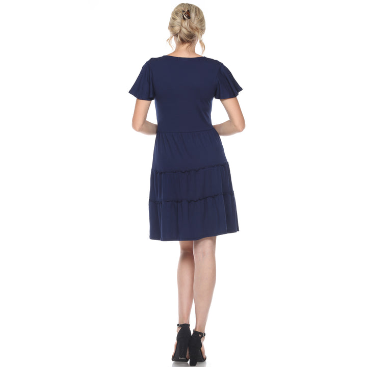 Women's Short Sleeve V-neck Tiered Dress