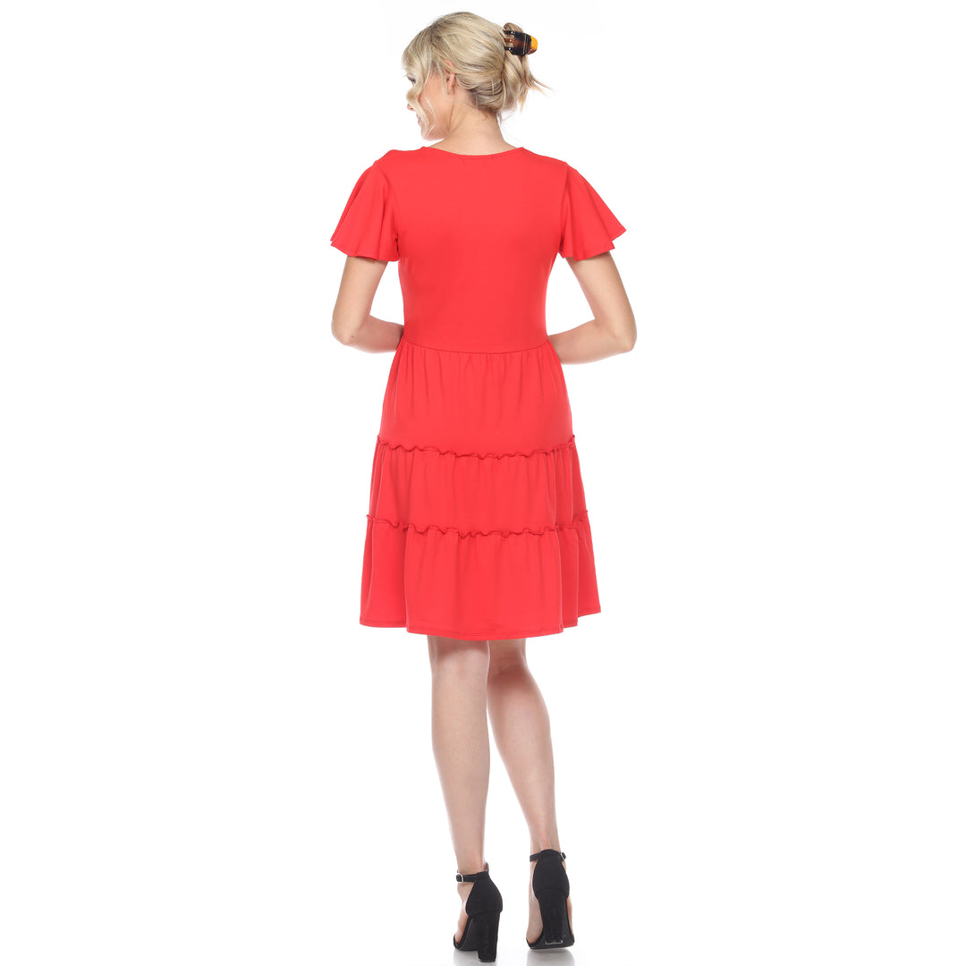 Women's Short Sleeve V-neck Tiered Dress