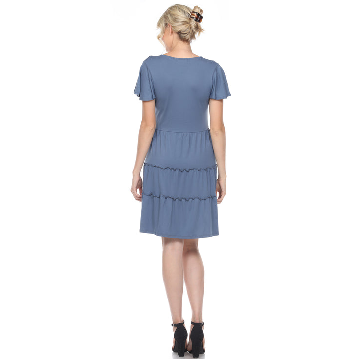 Women's Short Sleeve V-neck Tiered Dress