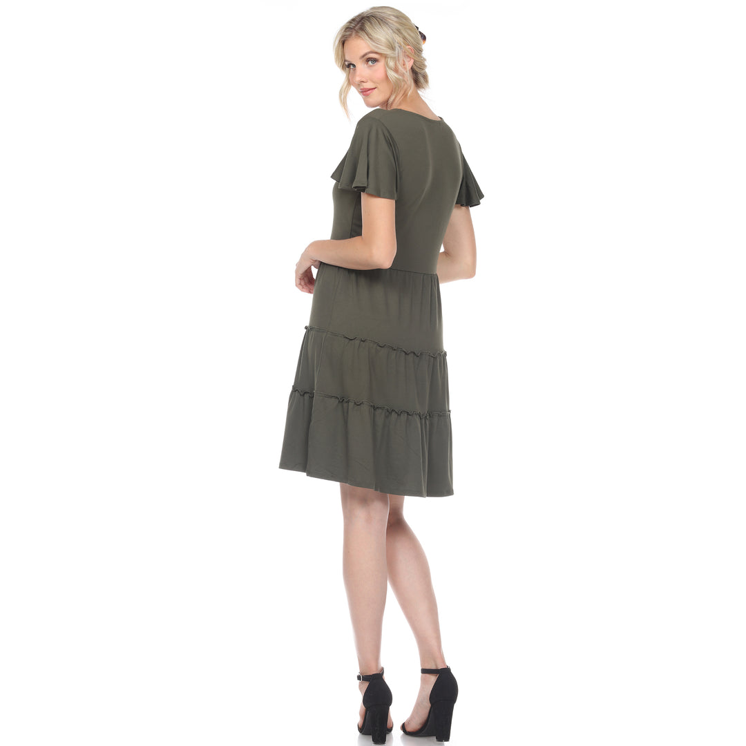 Women's Short Sleeve V-neck Tiered Dress