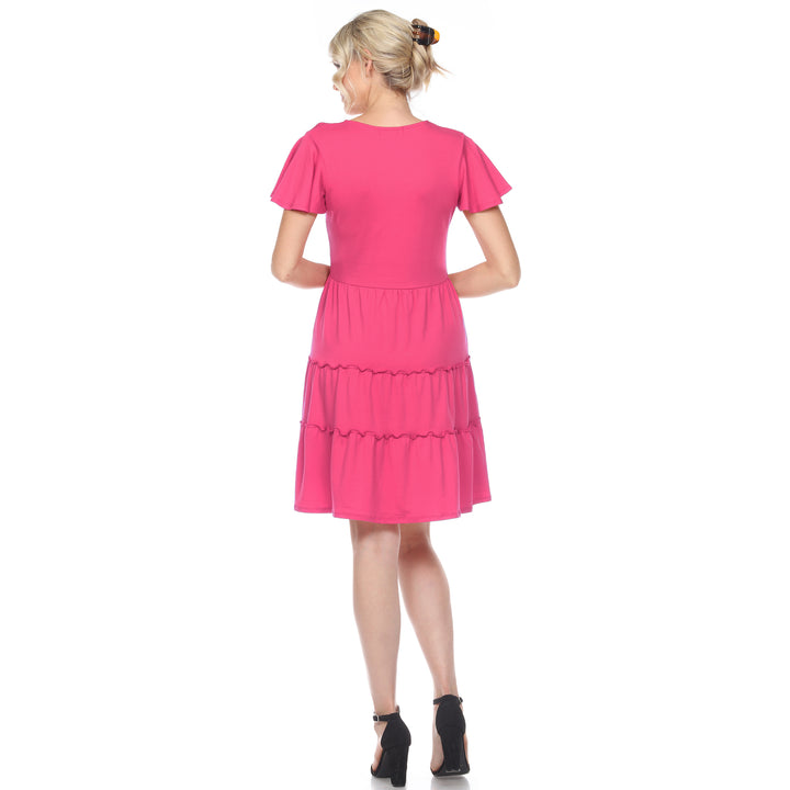 Women's Short Sleeve V-neck Tiered Dress