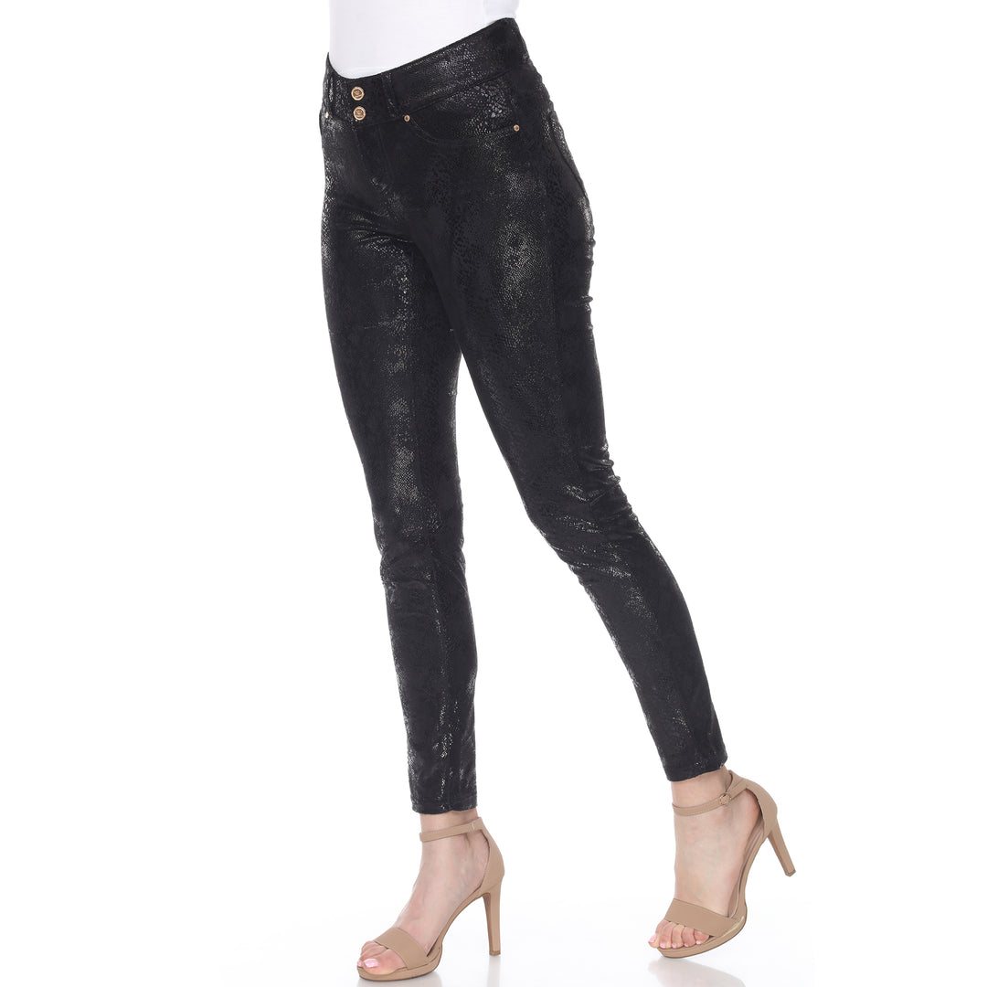 Women's Faux Suede Snake Print Pants