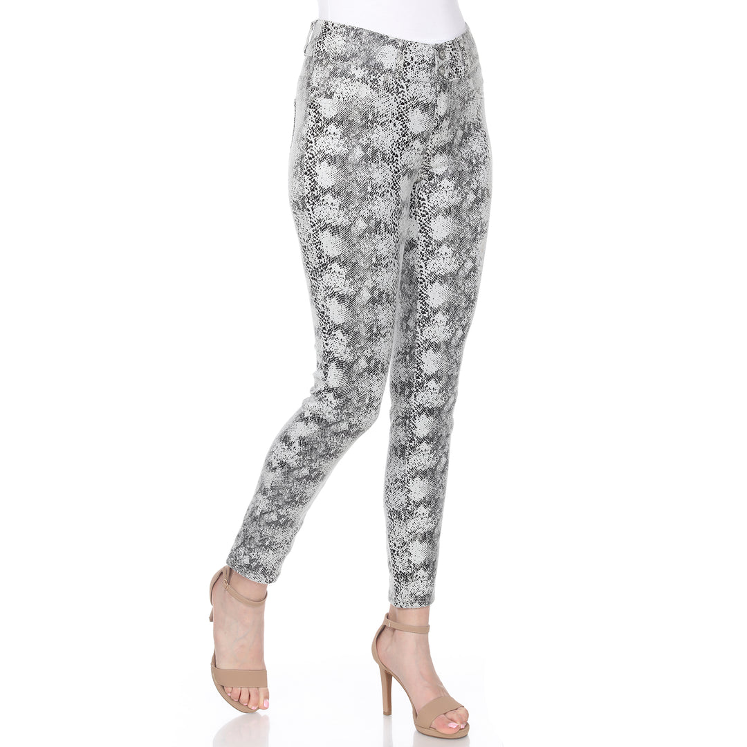 Women's Faux Suede Snake Print Pants