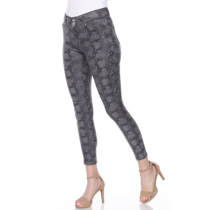 Women's Faux Suede Snake Print Pants