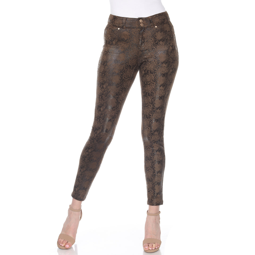 Women's Faux Suede Snake Print Pants