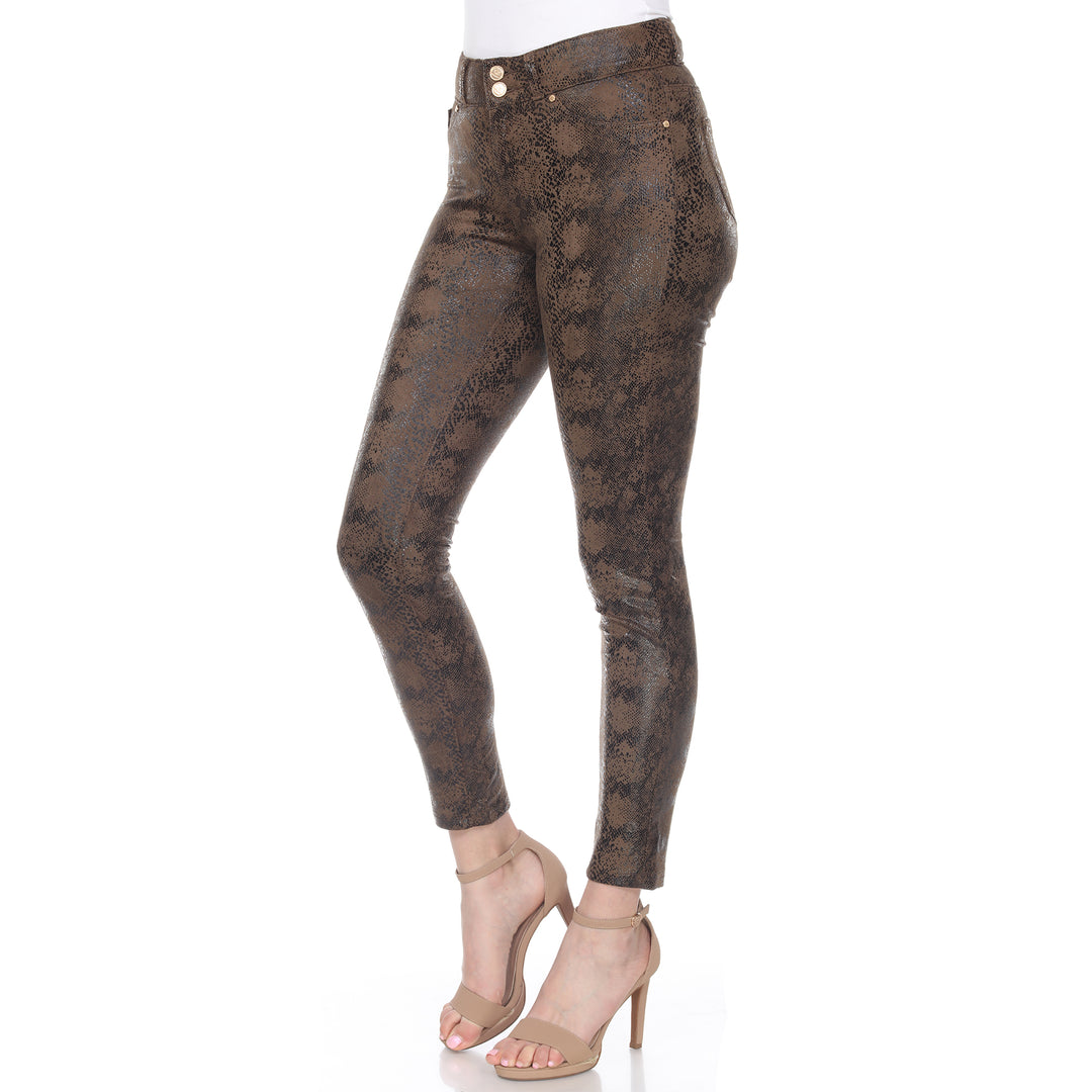 Women's Faux Suede Snake Print Pants