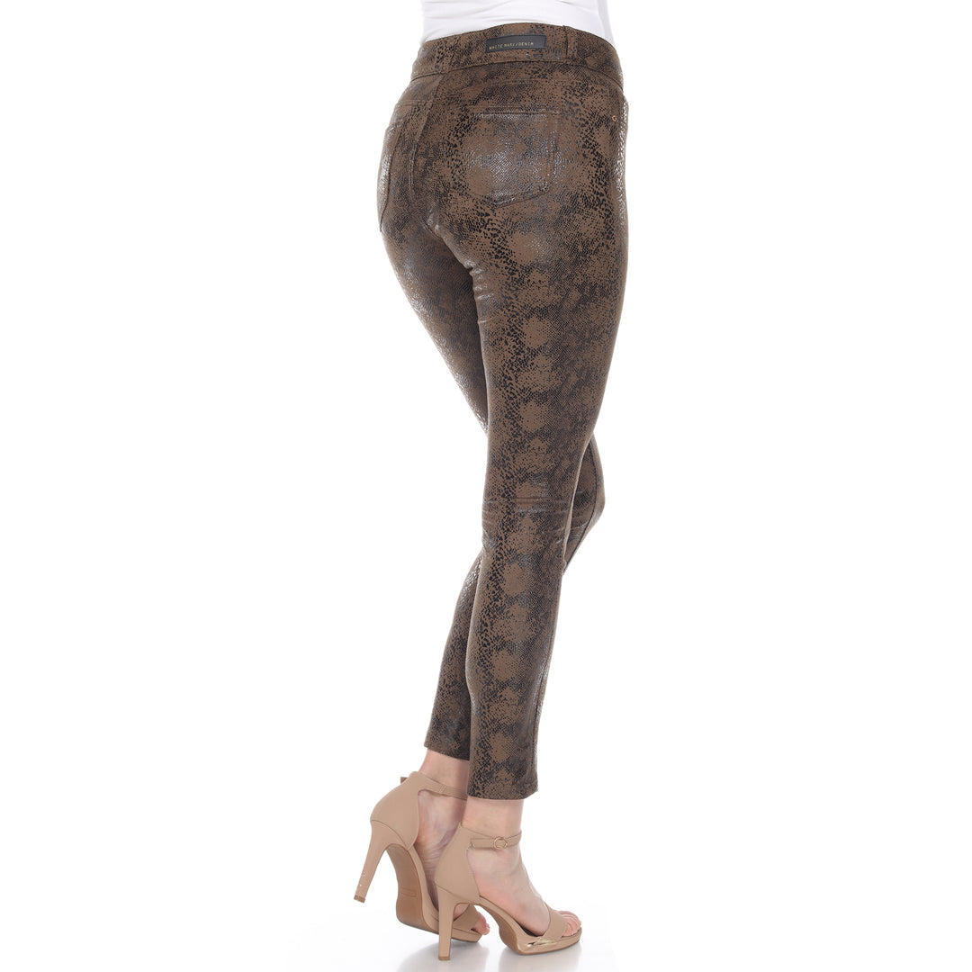 Women's Faux Suede Snake Print Pants