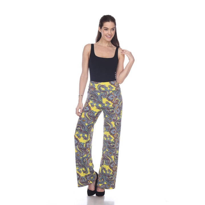 Women's Yellow Paisley Printed Palazzo Pants